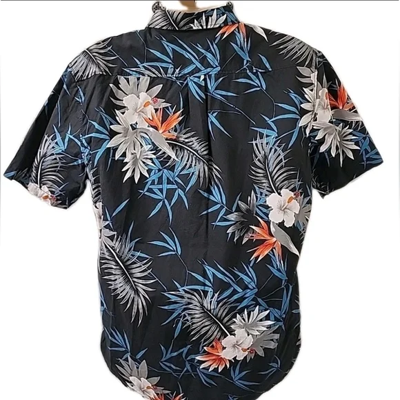 #83 Vans Shirt Mens X LARGE Black Button Up Floral HawaiianTailored Fit - Picture 3 of 4